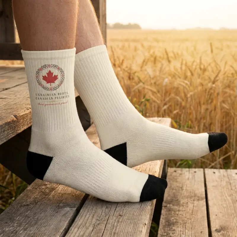 Ukrainian Roots Canadian Prairies design Socks